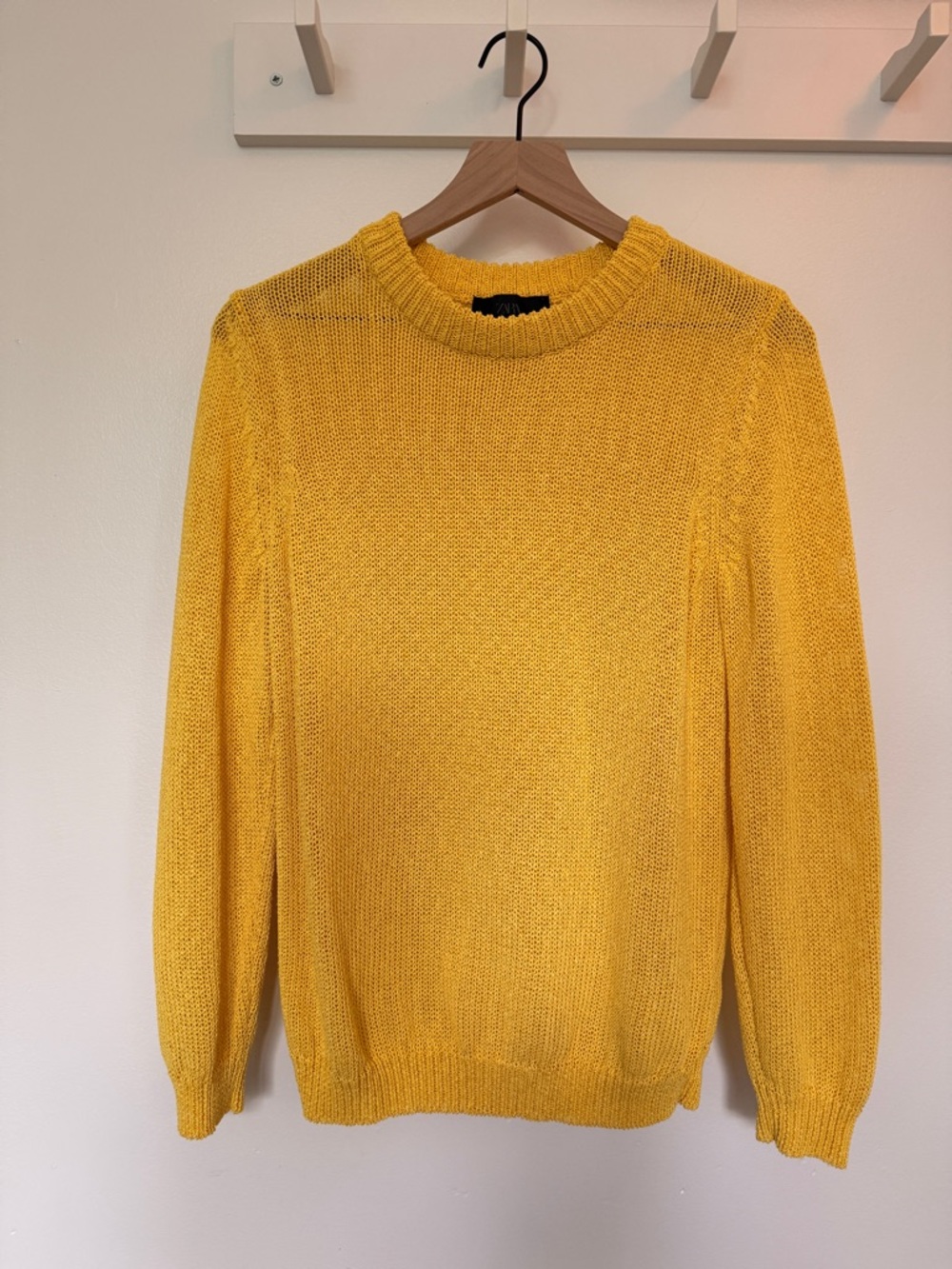 ZARA Yellow Knit Women's Lightweight Sheer Sweater - Size S